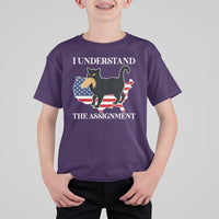 Funny Harris Supporter T Shirt For Kid I Understand The Assignment Black Cat American Flag - Wonder Print Shop