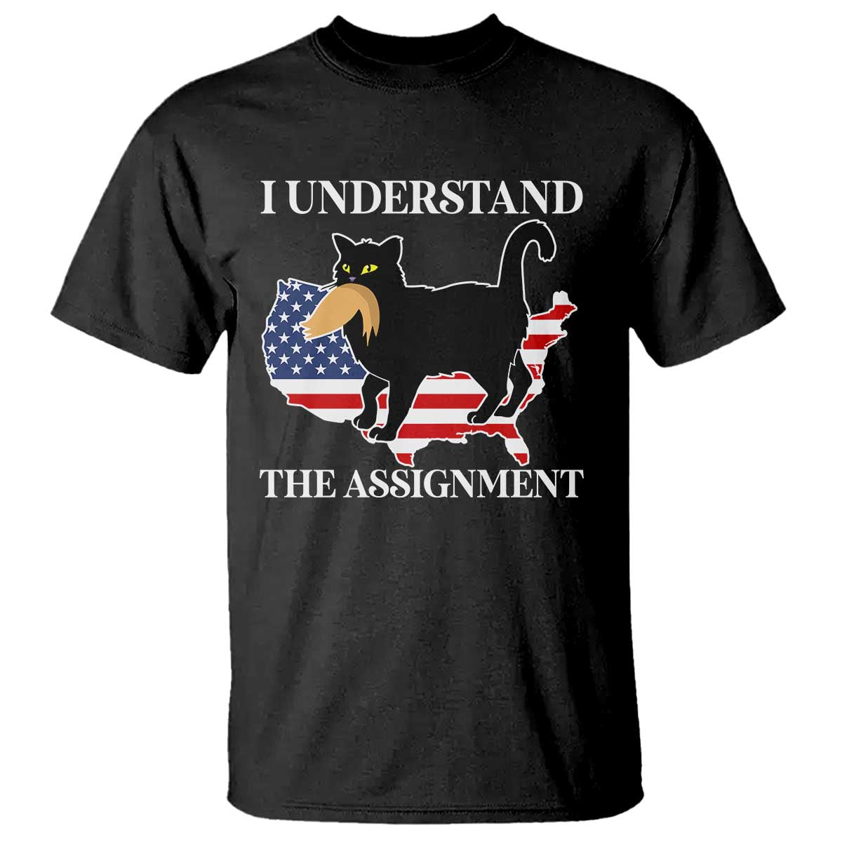 Funny Harris Supporter T Shirt I Understand The Assignment Black Cat American Flag - Wonder Print Shop