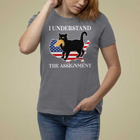 Funny Harris Supporter T Shirt For Women I Understand The Assignment Black Cat American Flag - Wonder Print Shop