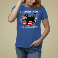Funny Harris Supporter T Shirt For Women I Understand The Assignment Black Cat American Flag - Wonder Print Shop