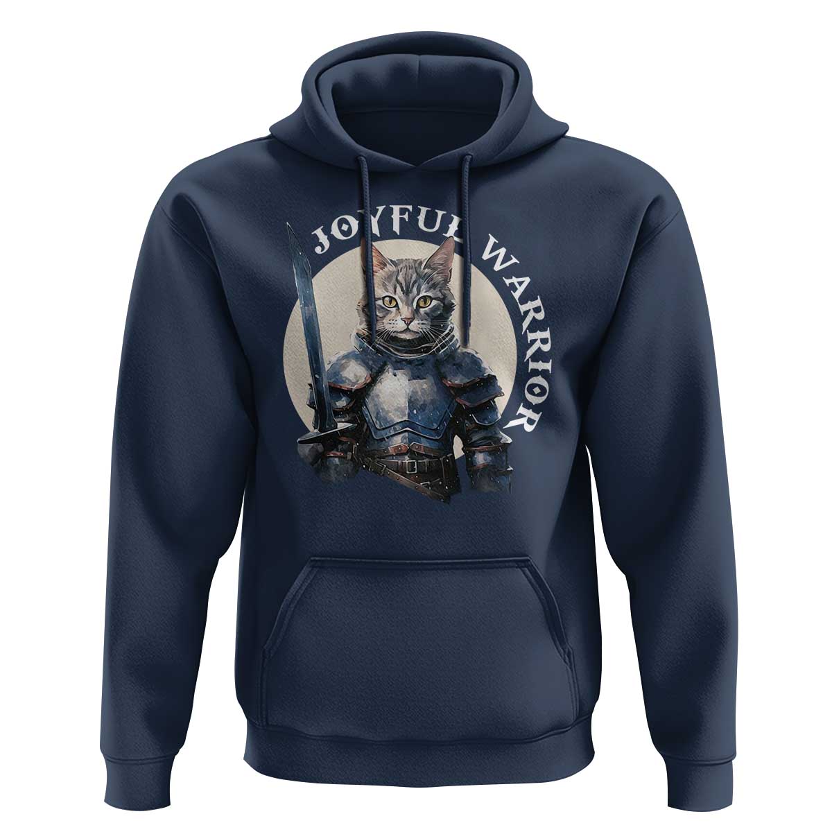 Funny Joyful Warrior Cat Hoodie Kitten Knight For Harris 2024 - Wonder Print Shop