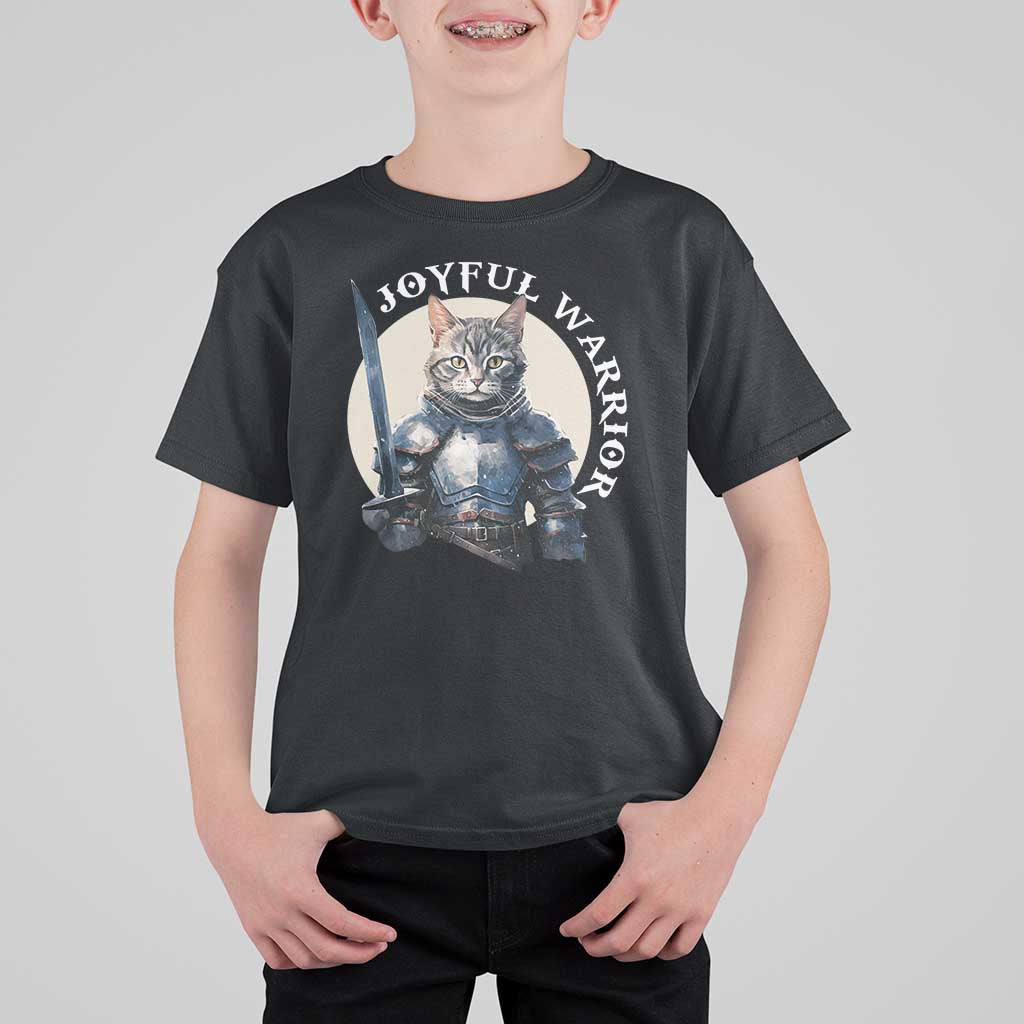 Funny Joyful Warrior Cat T Shirt For Kid Kitten Knight For Harris 2024 - Wonder Print Shop