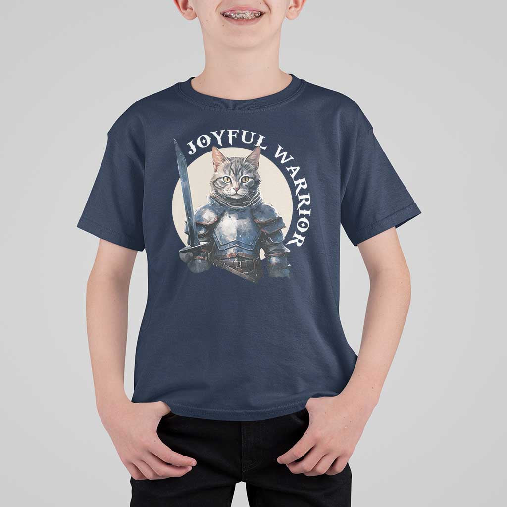 Funny Joyful Warrior Cat T Shirt For Kid Kitten Knight For Harris 2024 - Wonder Print Shop