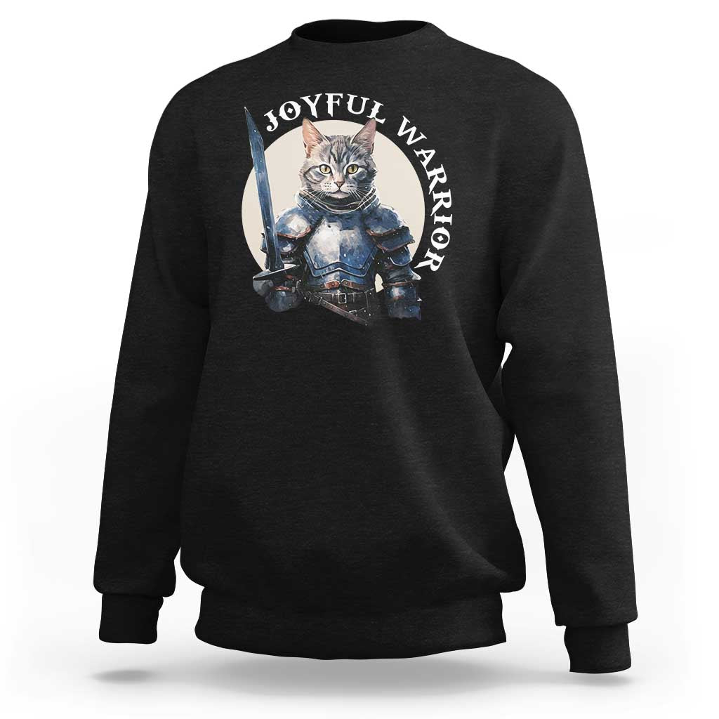 Funny Joyful Warrior Cat Sweatshirt Kitten Knight For Harris 2024 - Wonder Print Shop