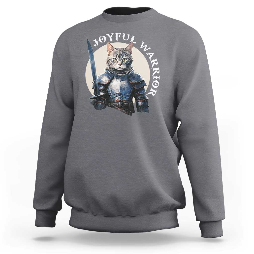 Funny Joyful Warrior Cat Sweatshirt Kitten Knight For Harris 2024 - Wonder Print Shop