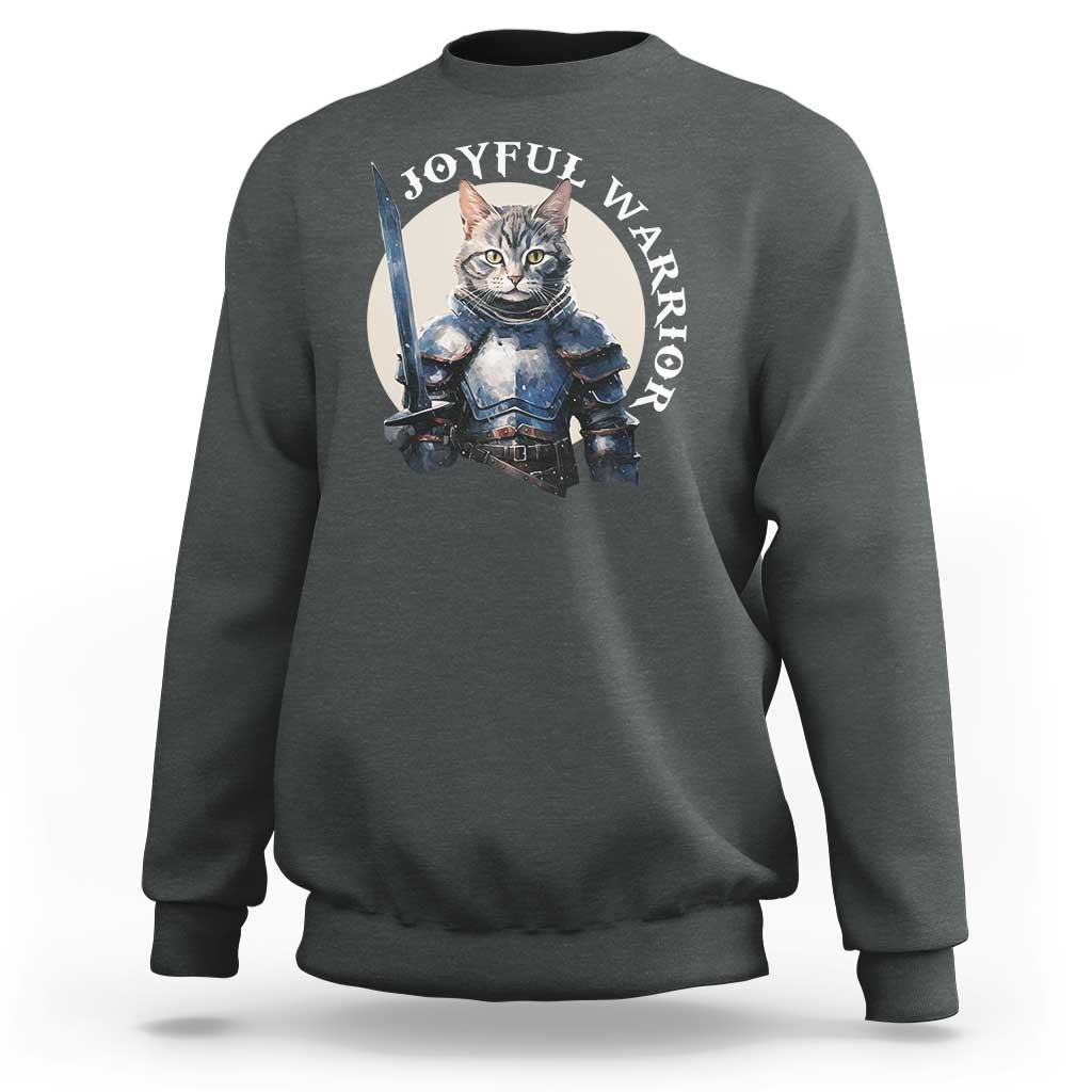 Funny Joyful Warrior Cat Sweatshirt Kitten Knight For Harris 2024 - Wonder Print Shop