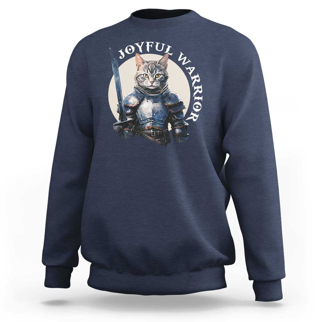 Funny Joyful Warrior Cat Sweatshirt Kitten Knight For Harris 2024 - Wonder Print Shop
