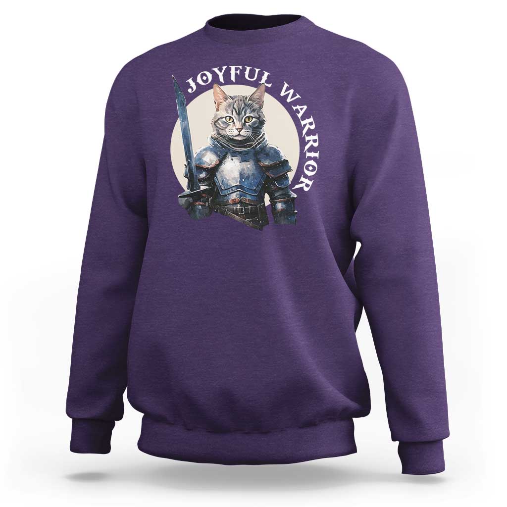 Funny Joyful Warrior Cat Sweatshirt Kitten Knight For Harris 2024 - Wonder Print Shop