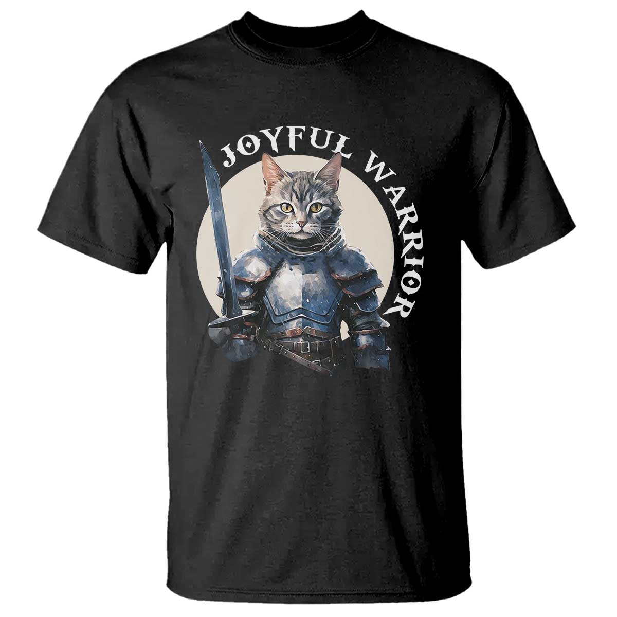 Funny Joyful Warrior Cat T Shirt Kitten Knight For Harris 2024 - Wonder Print Shop