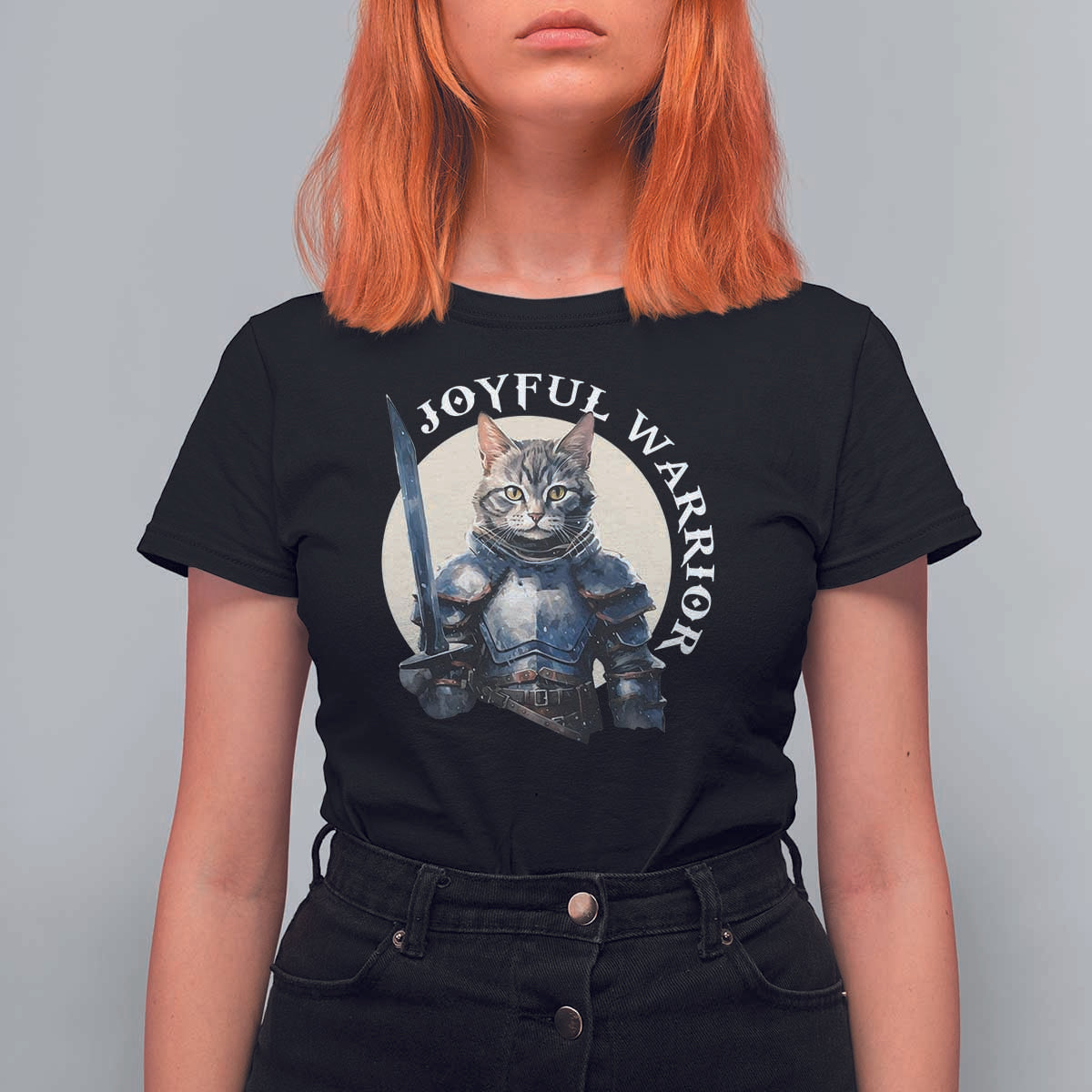 Funny Joyful Warrior Cat T Shirt For Women Kitten Knight For Harris 2024 - Wonder Print Shop