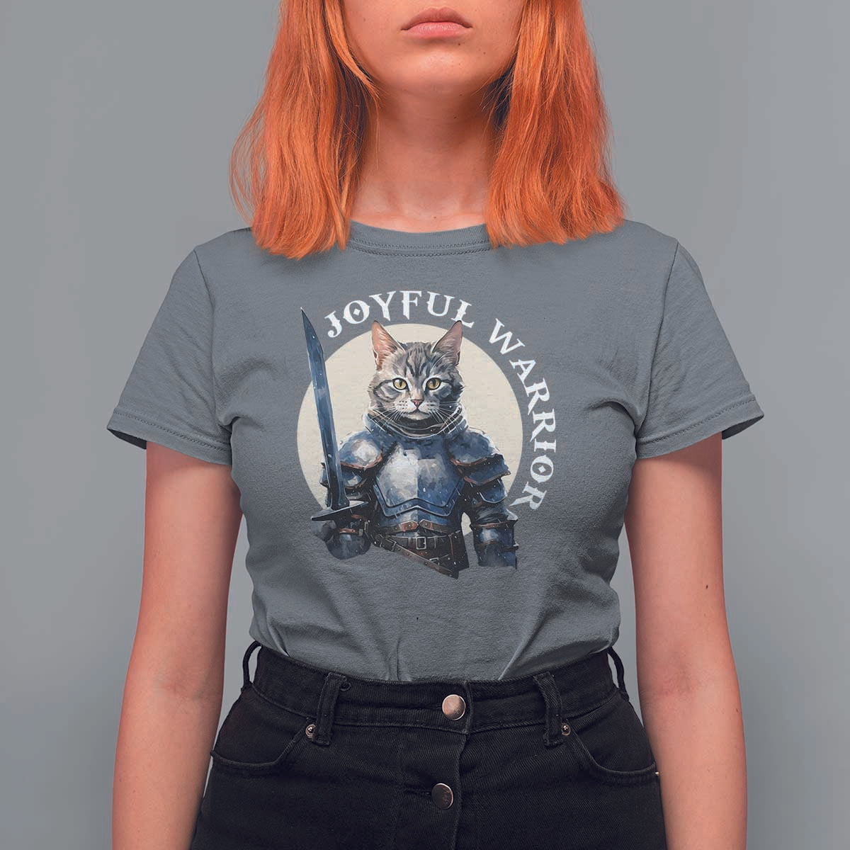 Funny Joyful Warrior Cat T Shirt For Women Kitten Knight For Harris 2024 - Wonder Print Shop