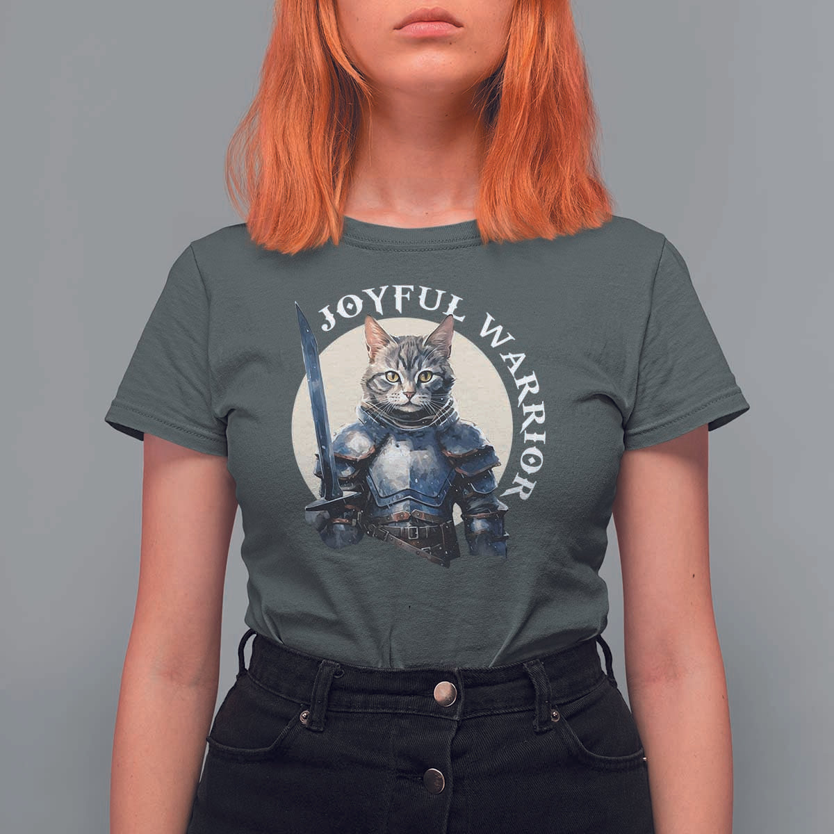 Funny Joyful Warrior Cat T Shirt For Women Kitten Knight For Harris 2024 - Wonder Print Shop