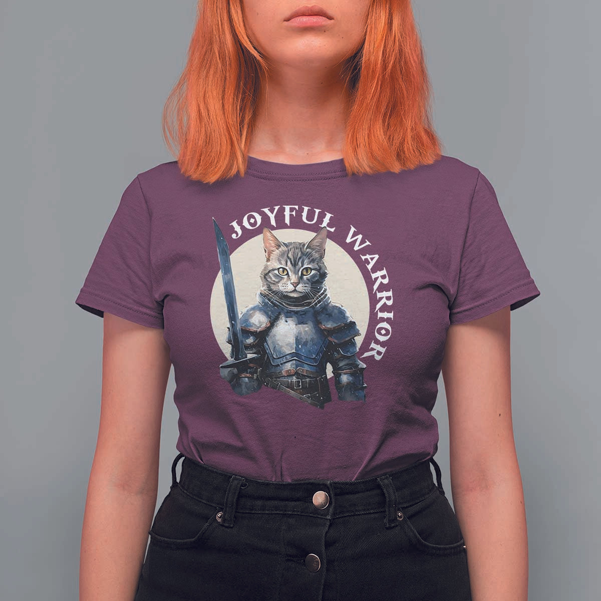 Funny Joyful Warrior Cat T Shirt For Women Kitten Knight For Harris 2024 - Wonder Print Shop