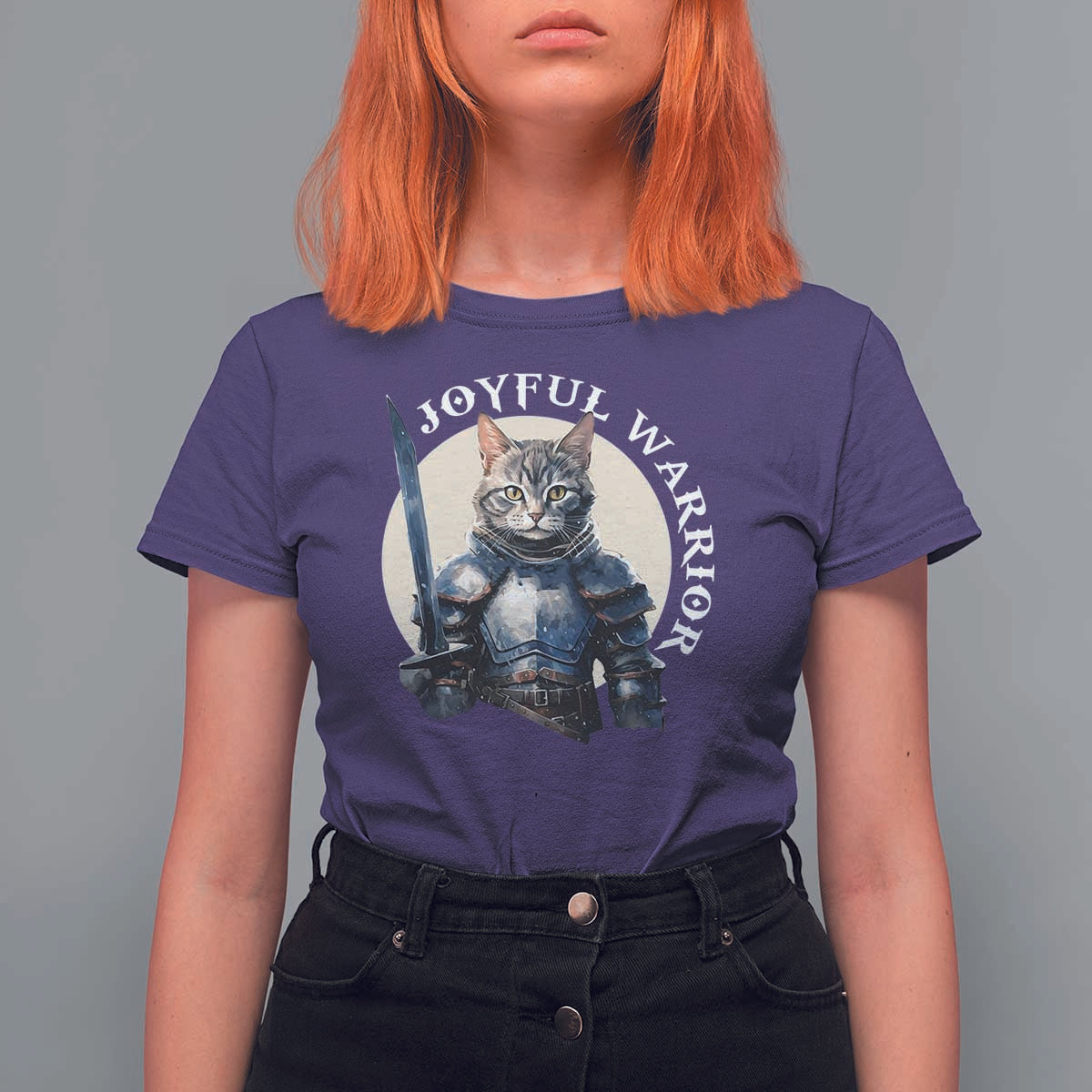 Funny Joyful Warrior Cat T Shirt For Women Kitten Knight For Harris 2024 - Wonder Print Shop
