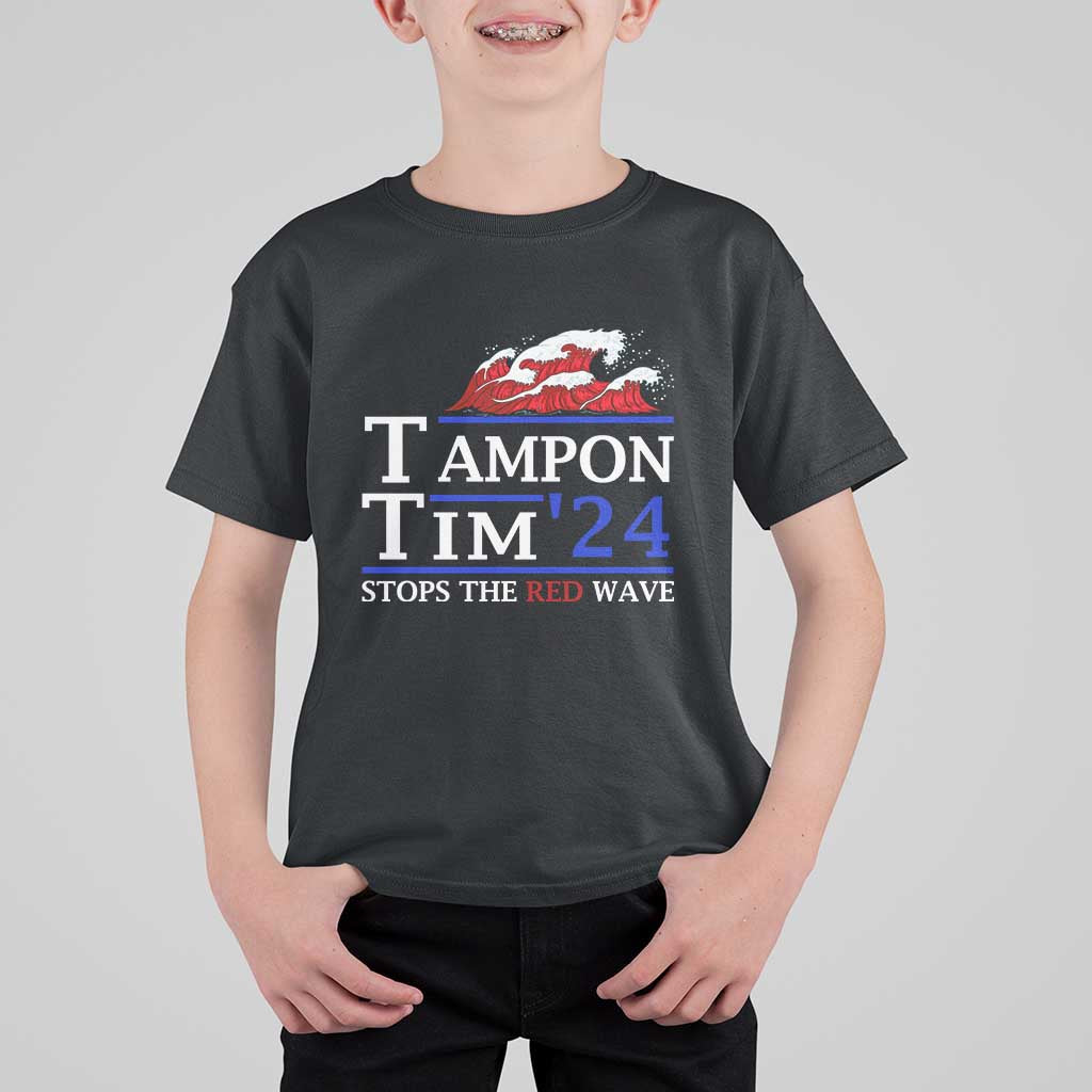 Funny Walz T Shirt For Kid Tampon Tim'24 Stops The Red Wave American Election - Wonder Print Shop
