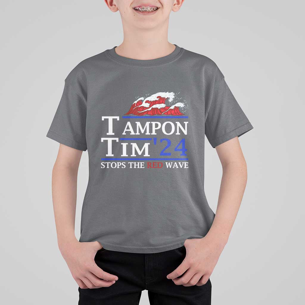 Funny Walz T Shirt For Kid Tampon Tim'24 Stops The Red Wave American Election - Wonder Print Shop
