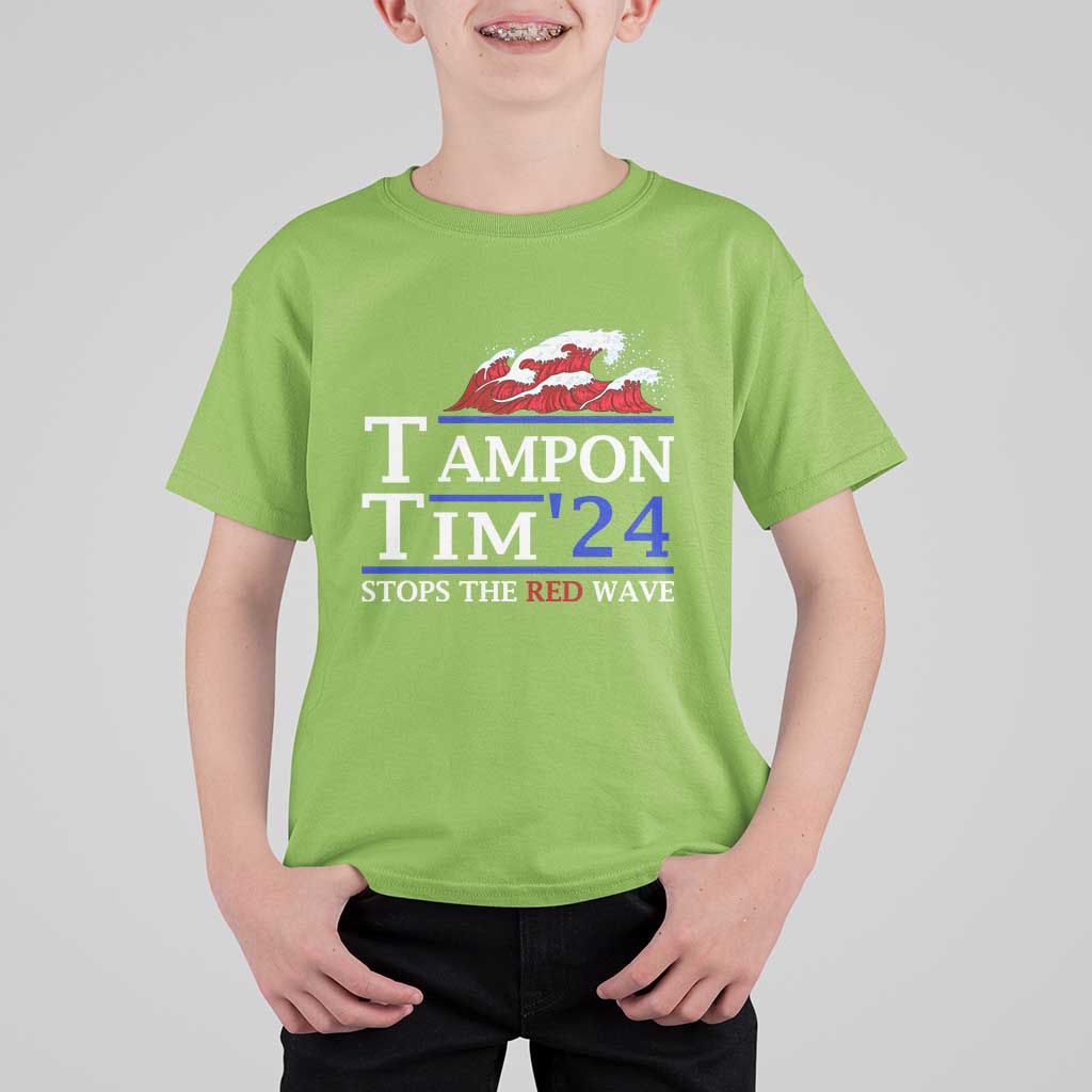 Funny Walz T Shirt For Kid Tampon Tim'24 Stops The Red Wave American Election - Wonder Print Shop