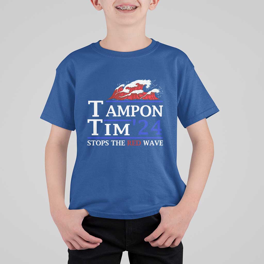 Funny Walz T Shirt For Kid Tampon Tim'24 Stops The Red Wave American Election - Wonder Print Shop