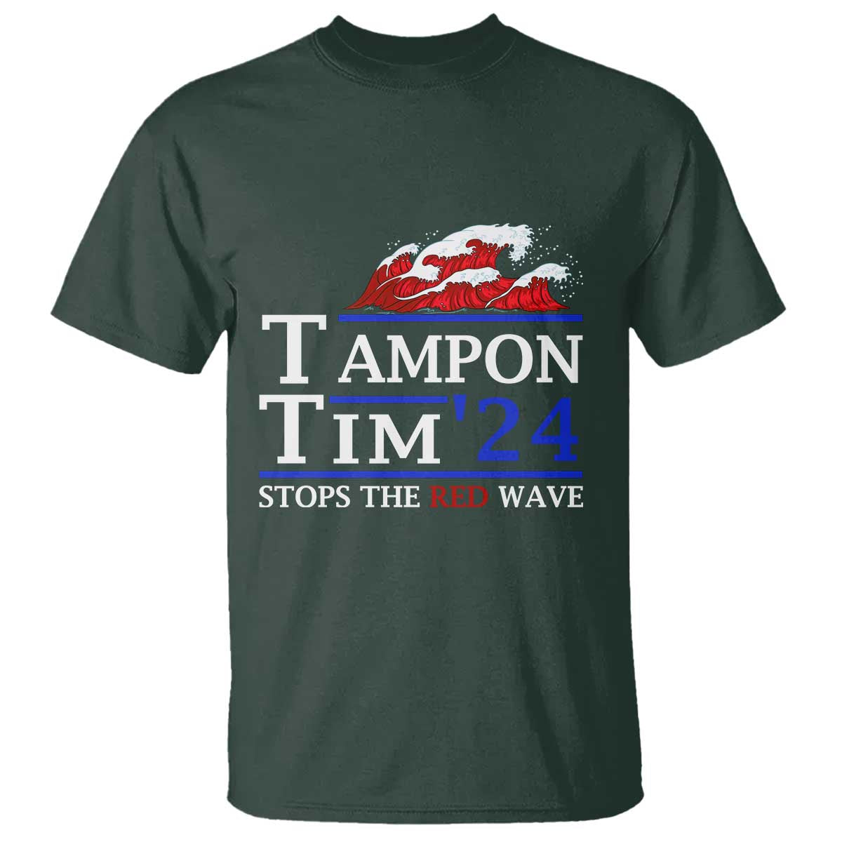 Funny Walz T Shirt Tampon Tim'24 Stops The Red Wave American Election - Wonder Print Shop