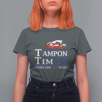 Funny Walz T Shirt For Women Tampon Tim'24 Stops The Red Wave American Election - Wonder Print Shop