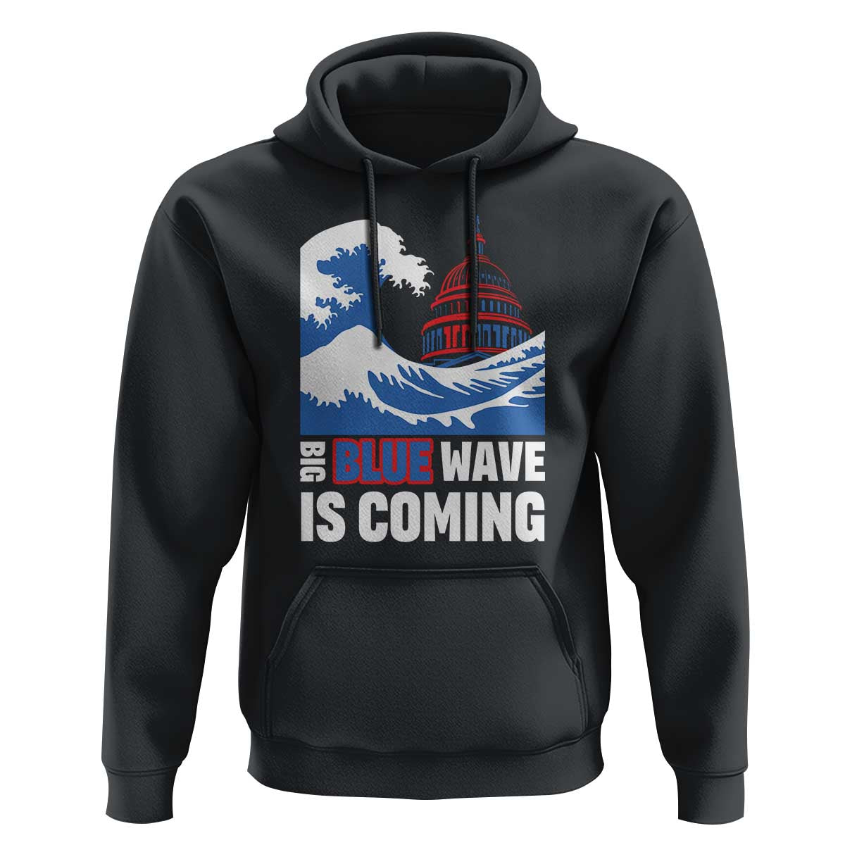 Harris Walz Supporter Hoodie Big Blue Wave Is Coming - Wonder Print Shop