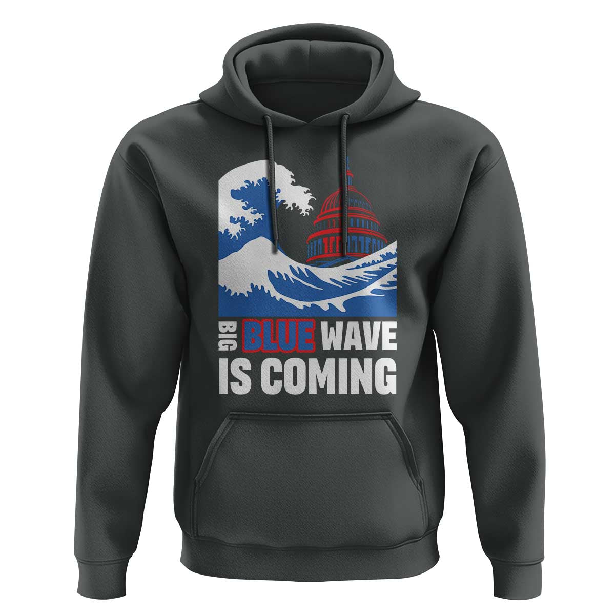 Harris Walz Supporter Hoodie Big Blue Wave Is Coming - Wonder Print Shop