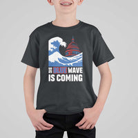 Harris Walz Supporter T Shirt For Kid Big Blue Wave Is Coming - Wonder Print Shop