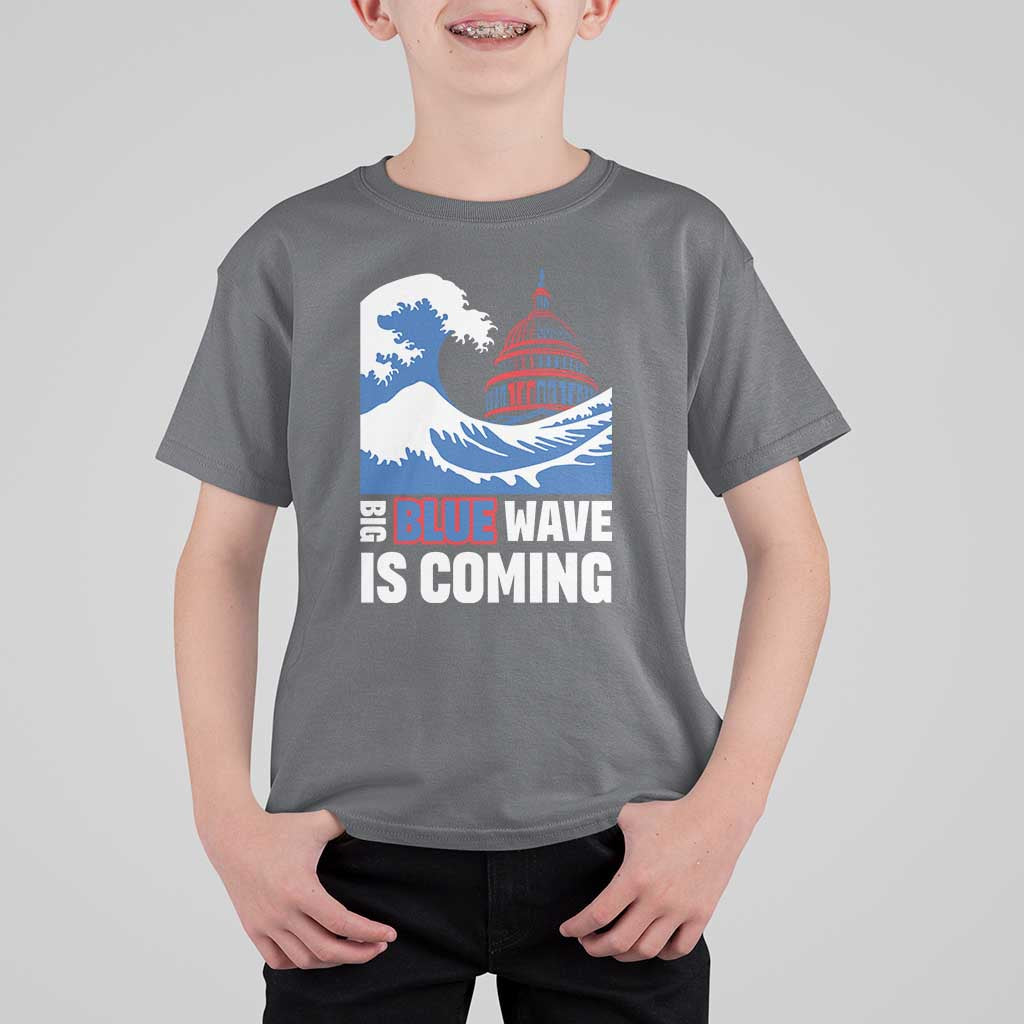 Harris Walz Supporter T Shirt For Kid Big Blue Wave Is Coming - Wonder Print Shop