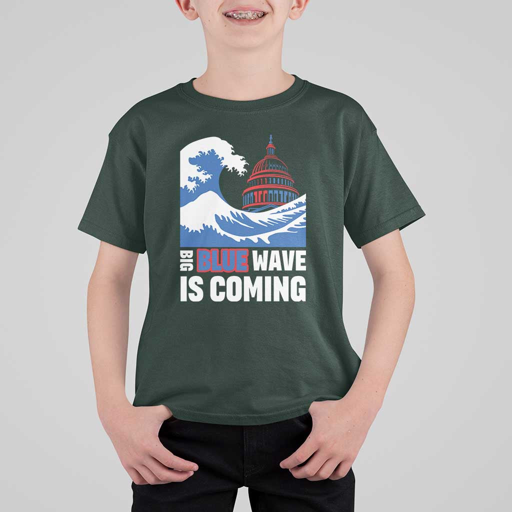 Harris Walz Supporter T Shirt For Kid Big Blue Wave Is Coming - Wonder Print Shop