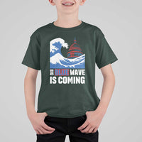 Harris Walz Supporter T Shirt For Kid Big Blue Wave Is Coming - Wonder Print Shop