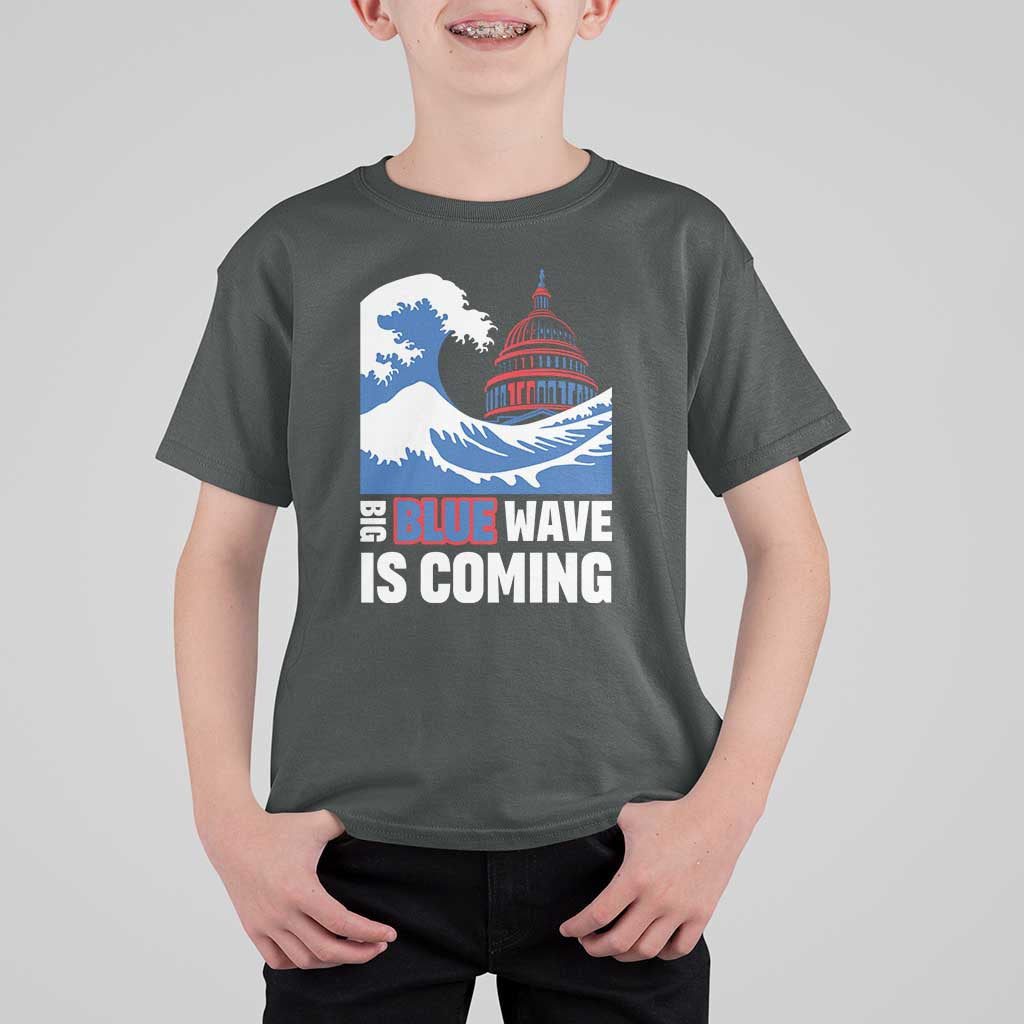 Harris Walz Supporter T Shirt For Kid Big Blue Wave Is Coming - Wonder Print Shop