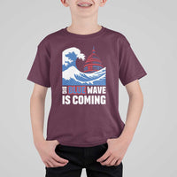 Harris Walz Supporter T Shirt For Kid Big Blue Wave Is Coming - Wonder Print Shop