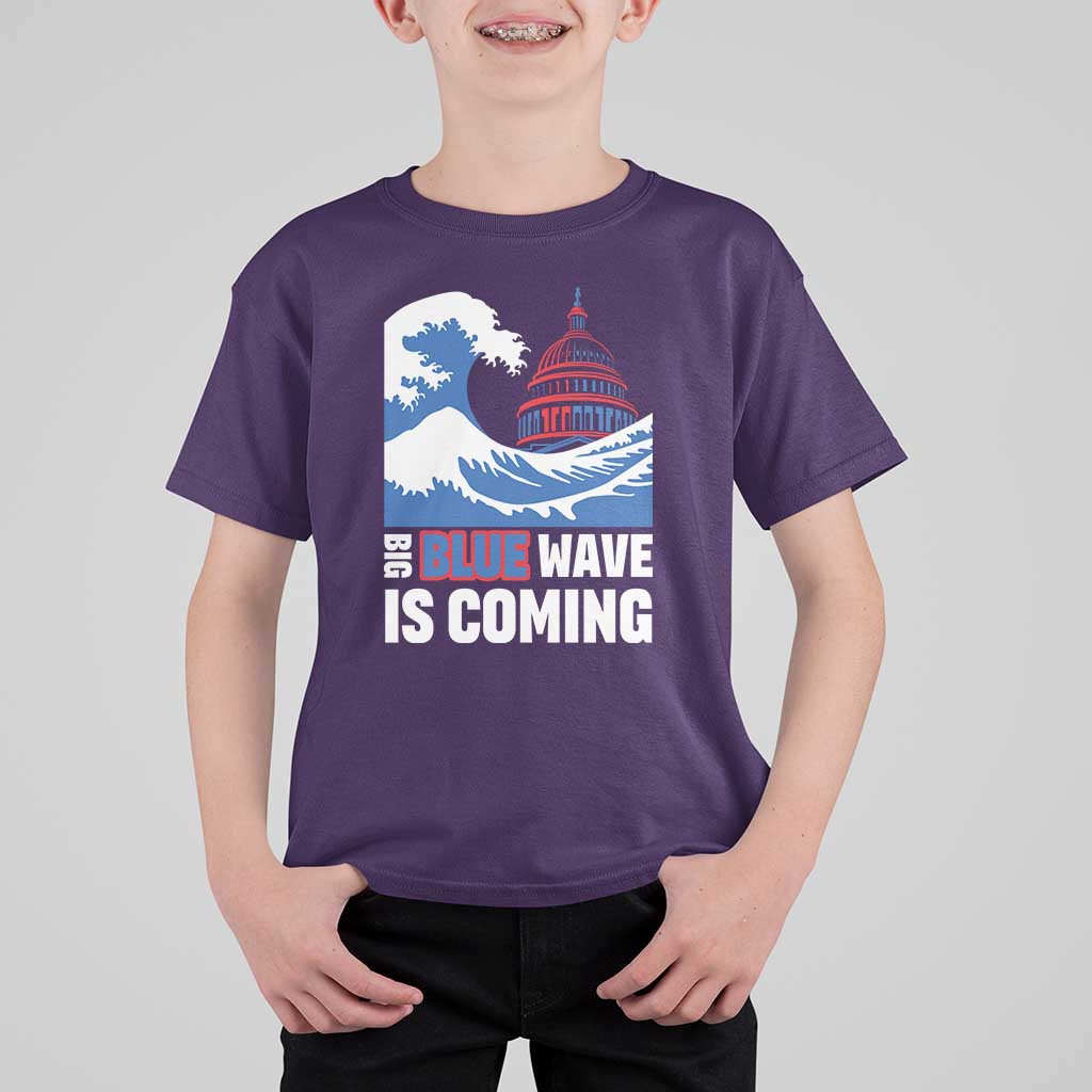 Harris Walz Supporter T Shirt For Kid Big Blue Wave Is Coming - Wonder Print Shop