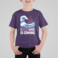 Harris Walz Supporter T Shirt For Kid Big Blue Wave Is Coming - Wonder Print Shop