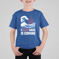 Harris Walz Supporter T Shirt For Kid Big Blue Wave Is Coming - Wonder Print Shop