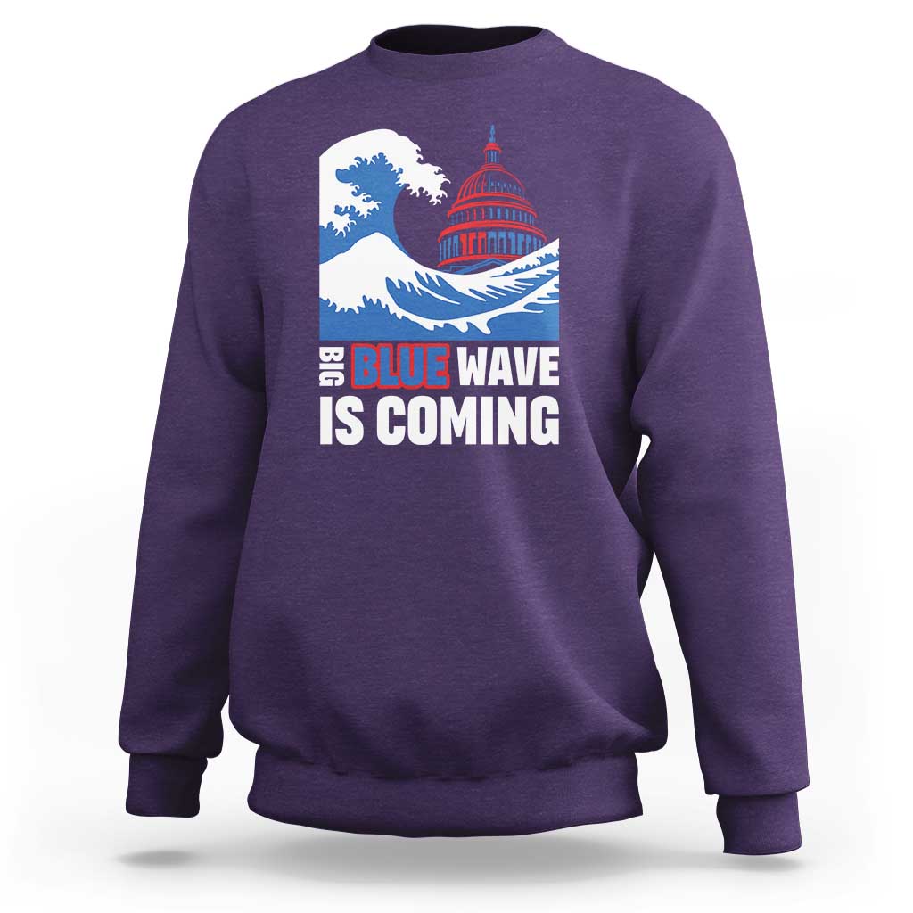 Harris Walz Supporter Sweatshirt Big Blue Wave Is Coming - Wonder Print Shop