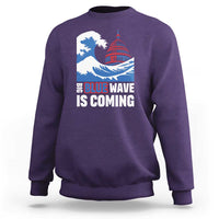 Harris Walz Supporter Sweatshirt Big Blue Wave Is Coming - Wonder Print Shop