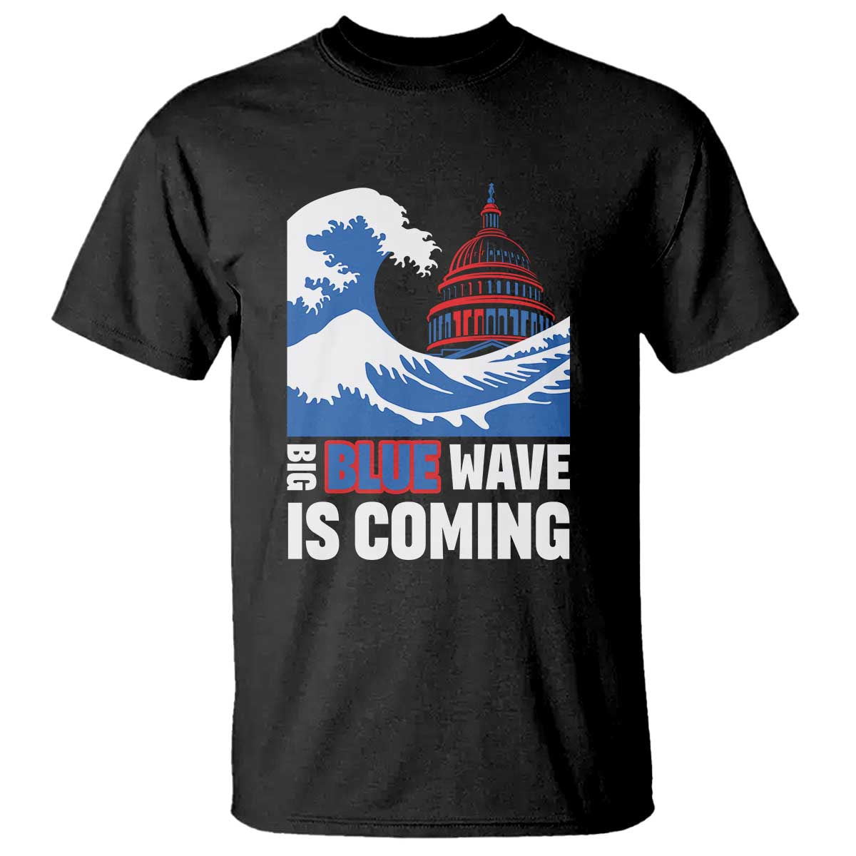 Harris Walz Supporter T Shirt Big Blue Wave Is Coming - Wonder Print Shop