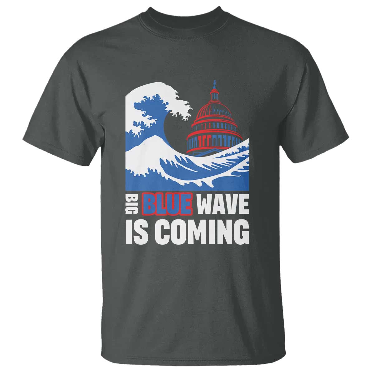 Harris Walz Supporter T Shirt Big Blue Wave Is Coming - Wonder Print Shop