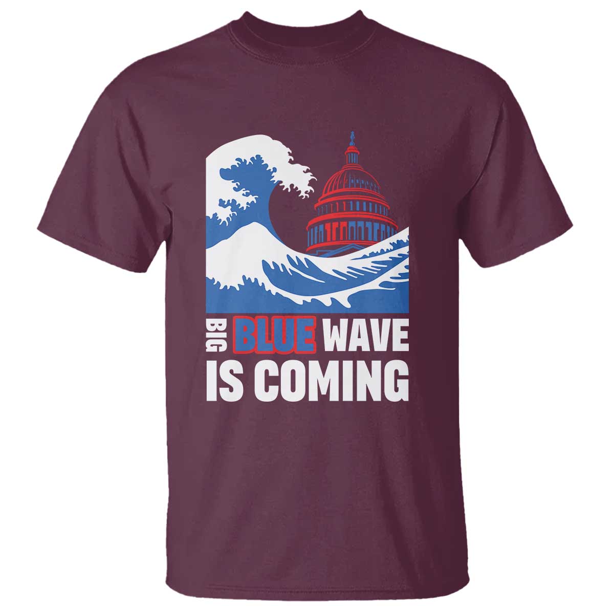 Harris Walz Supporter T Shirt Big Blue Wave Is Coming - Wonder Print Shop
