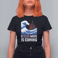 Harris Walz Supporter T Shirt For Women Big Blue Wave Is Coming - Wonder Print Shop