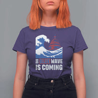 Harris Walz Supporter T Shirt For Women Big Blue Wave Is Coming - Wonder Print Shop