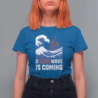 Harris Walz Supporter T Shirt For Women Big Blue Wave Is Coming - Wonder Print Shop