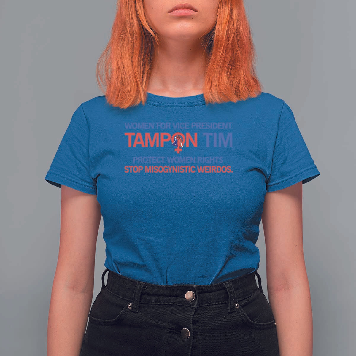 Tim Walz T Shirt For Women Tampon Tim Protect Women Rights Stop Misogynistic Weirdos USA Flag - Wonder Print Shop