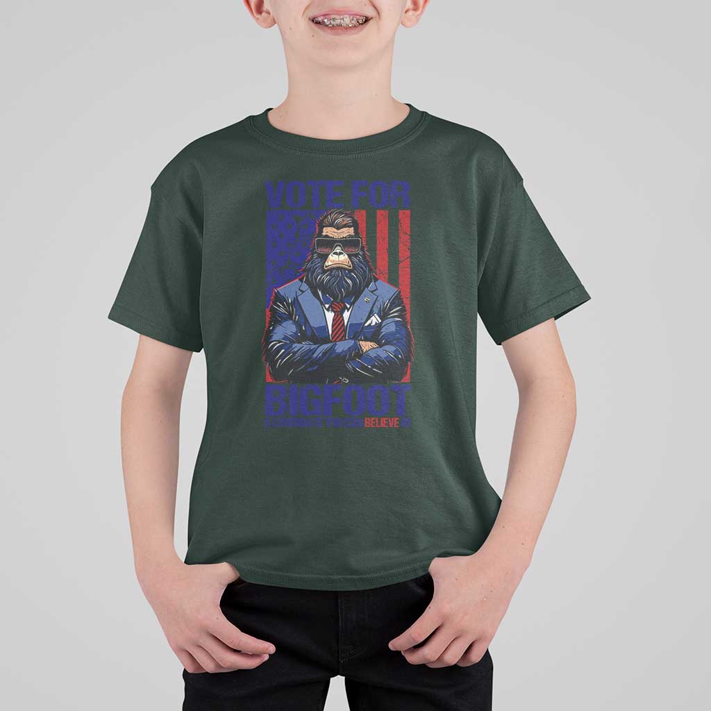 Funny Bigfoot Election T Shirt For Kid Vote For Bigfoot A Candidate You Can Believe In 2024 - Wonder Print Shop