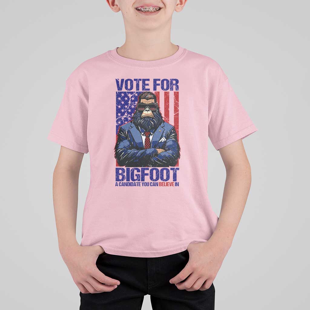 Funny Bigfoot Election T Shirt For Kid Vote For Bigfoot A Candidate You Can Believe In 2024 - Wonder Print Shop