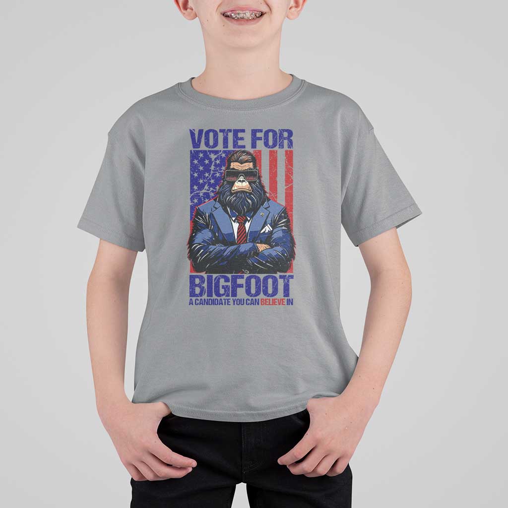 Funny Bigfoot Election T Shirt For Kid Vote For Bigfoot A Candidate You Can Believe In 2024 - Wonder Print Shop