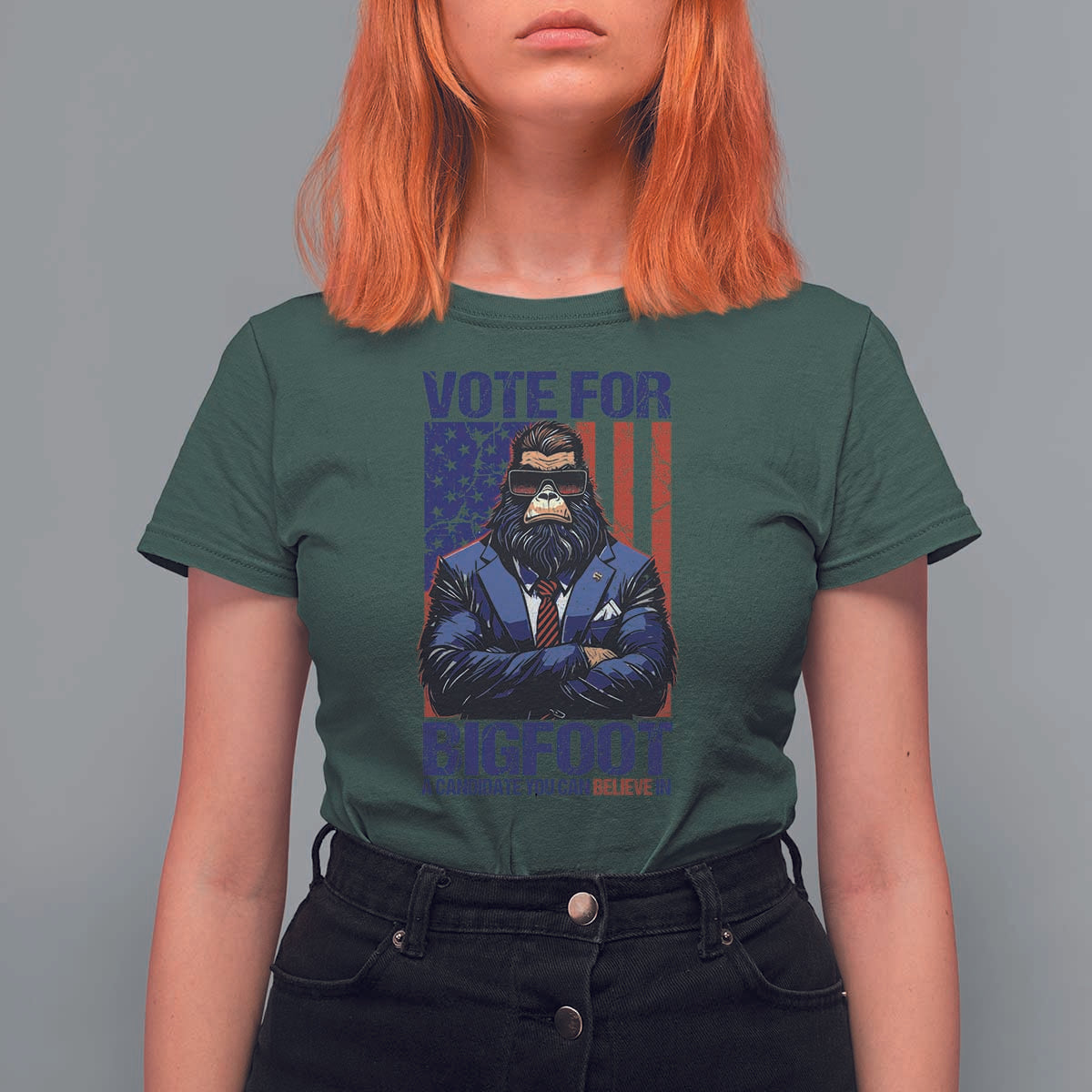 Funny Bigfoot Election T Shirt For Women Vote For Bigfoot A Candidate You Can Believe In 2024 - Wonder Print Shop