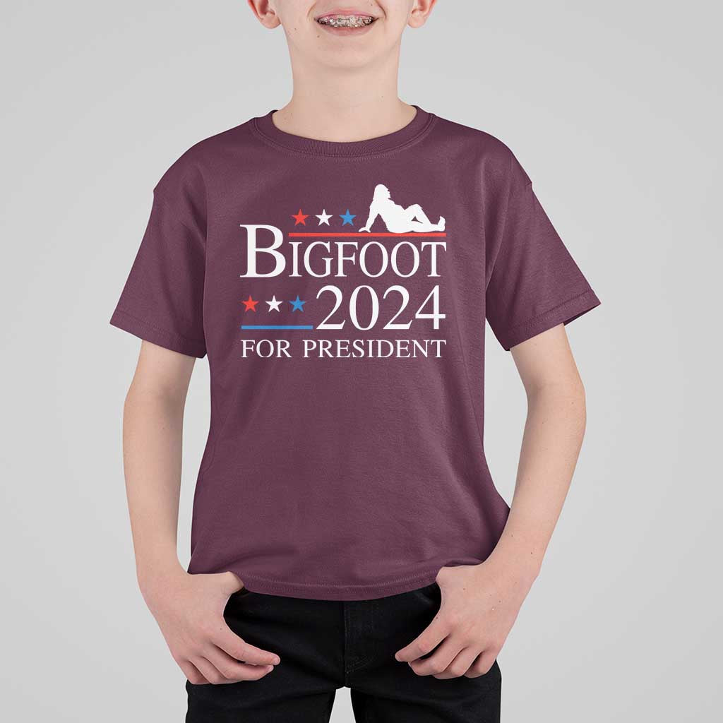 Funny Bigfoot For President T Shirt For Kid Vote Sexy Sasquatch American Flag Star - Wonder Print Shop