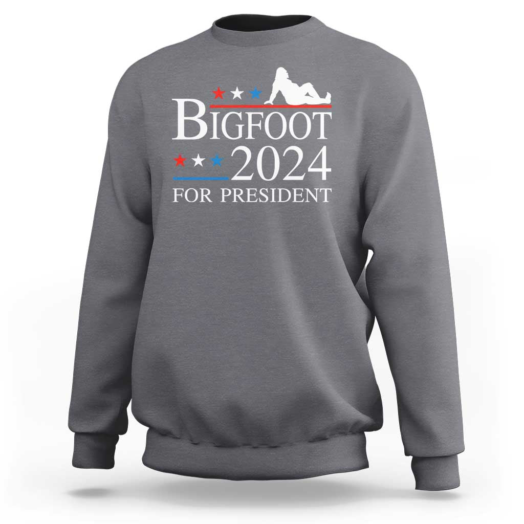 Funny Bigfoot For President Sweatshirt Vote Sexy Sasquatch American Flag Star - Wonder Print Shop